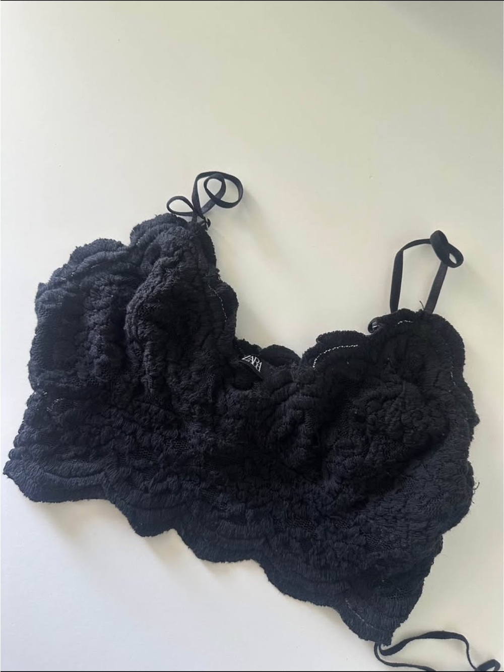 Zara Black Lace Bralette with Scalloped Trim